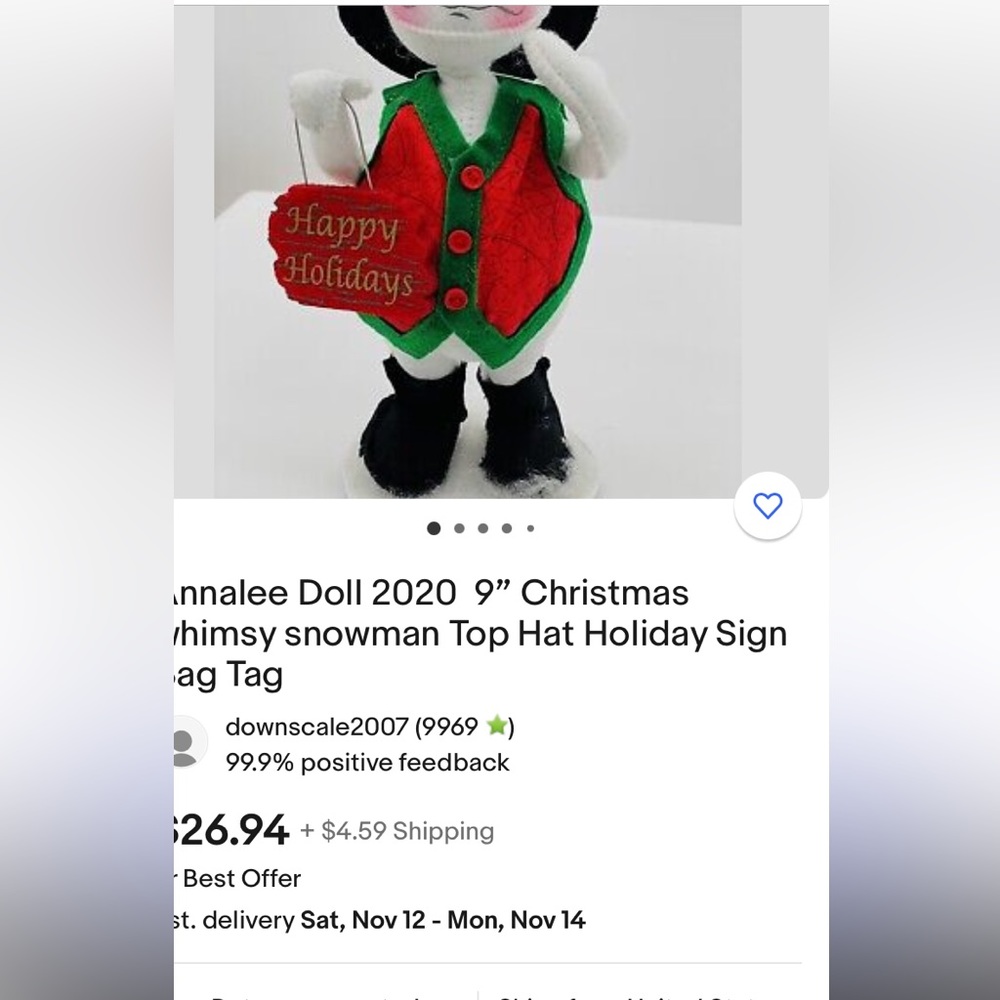 AnnaLee LLC. Snowman w/ Tophat - Picture 3 of 3